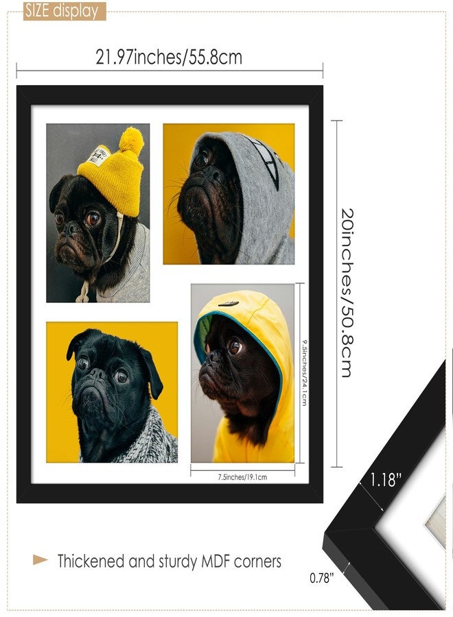 DUENPY 20x20 Collage Picture Frame 8x10 Picture Frame Collage Displays Four 8x10 inch Photos Available Horizontal Wall Mounting Display and Vertical Black - Image 3